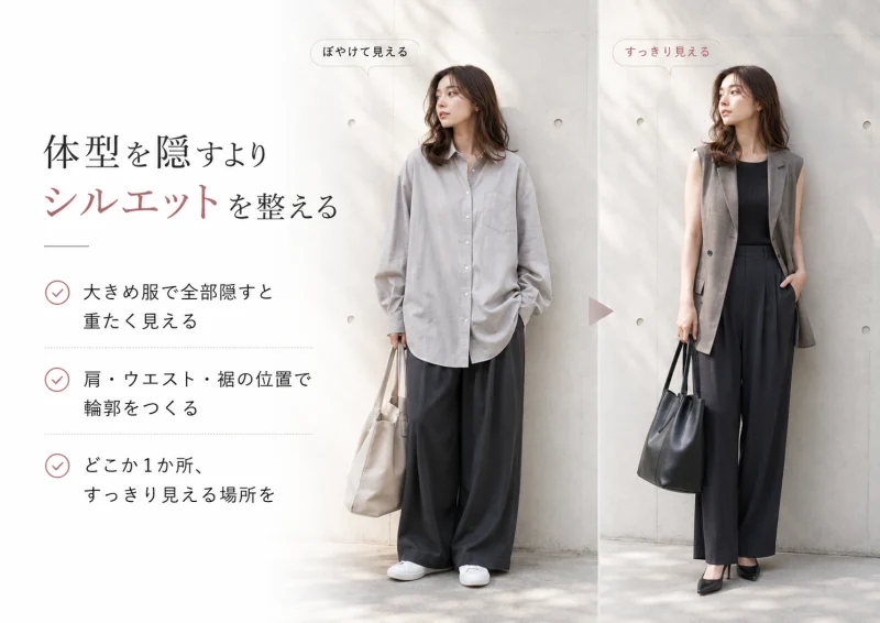 体型を隠すより「シルエット」を整える