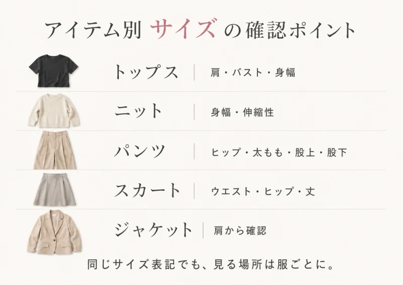 アイテム別｜服のサイズ選びで特に見るポイント